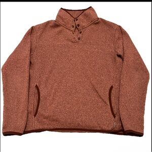 Eddie Bauer Men's L Orange Long Sleeve 1/4 Snap Knit Fleece Pullover